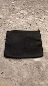 Betsy Johnson Black Pebbled Faux Leather Zippered Clutch Pouch